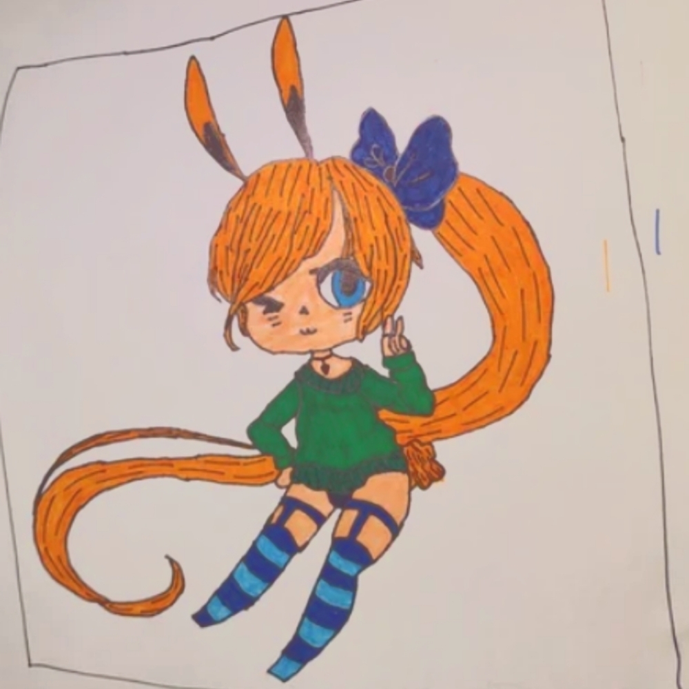 Cutesy bunny girl drawing